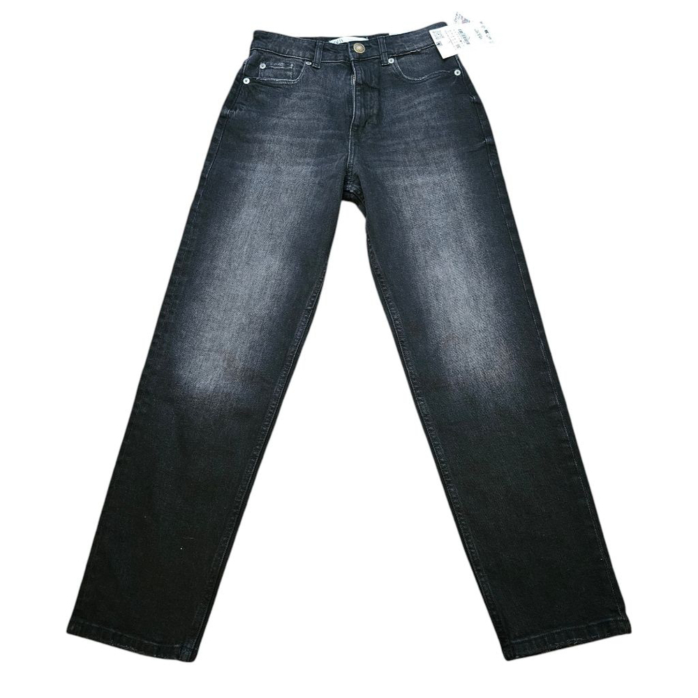 Women's Zara 4 Black Mom Fit Straight Leg Ankle-grazer Jeans - Picture 2 of 8